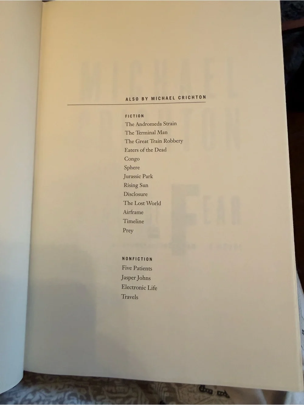Michael Crichton State of Fear hardcover book